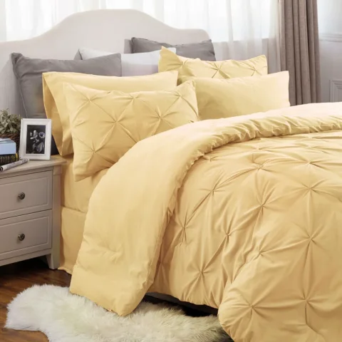 Buy Bedsure Pintuck Pinch Pleat Bedding Set (5 or 7 PCS) Online