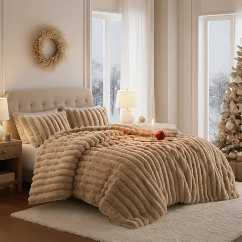 Buy Jasmine 3-Piece Ultrasoft Faux Fur Ribbed Comforter Set
