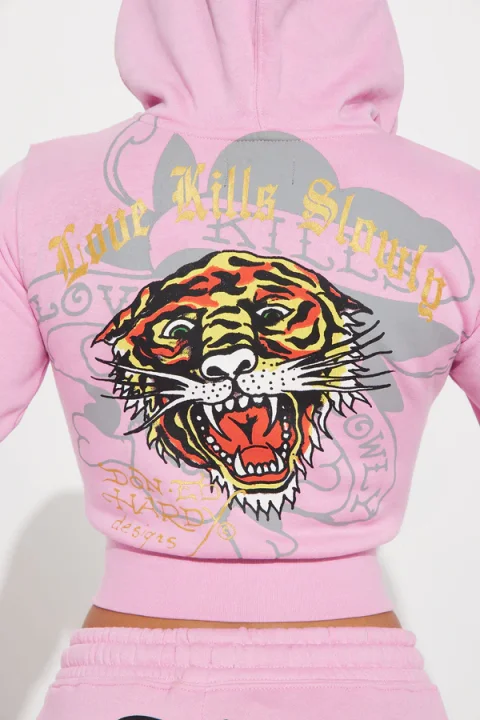 Ed Hardy Tiger Roar Zip-Up Hoodie | Men's Lightweight Gym Performance Jacket