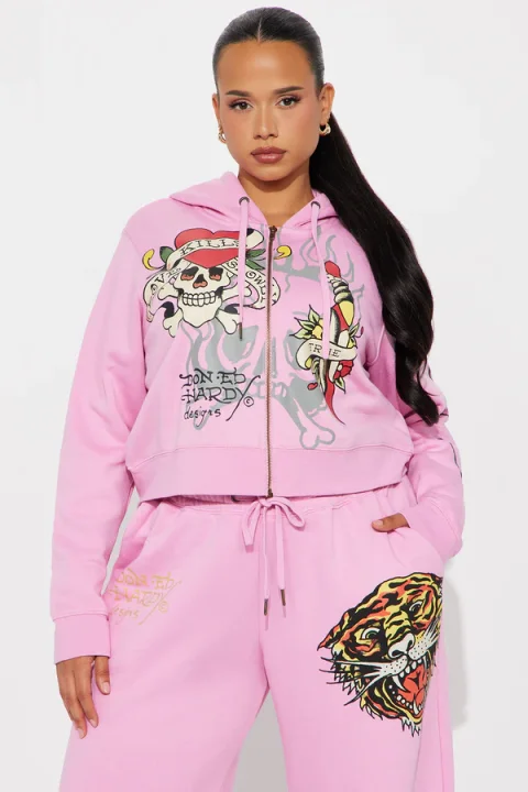 Ed Hardy Tiger Roar Zip-Up Hoodie | Men's Lightweight Gym Performance Jacket