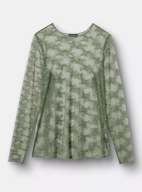 Buy Torrid Sheer Lace Long Sleeve Crew Top - Plus Size Chic