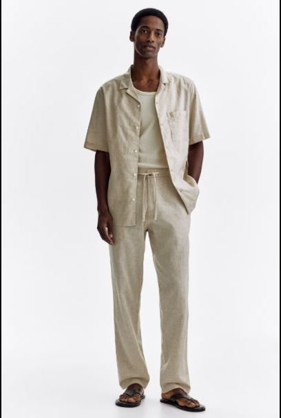 Buy H&M Regular-Fit Linen-Blend Pants - Men's Essential