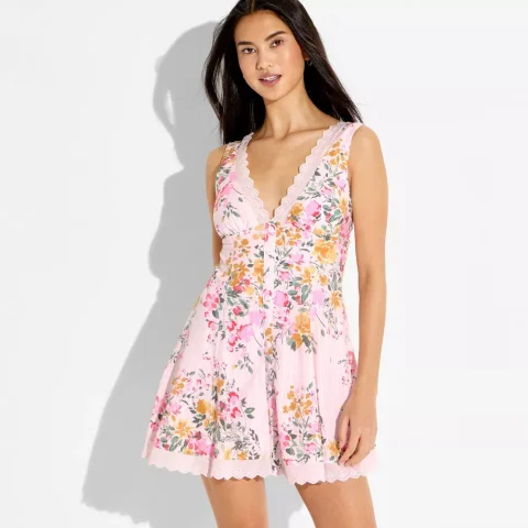 Buy Wild Fable Button-Front Mini Empire Waist Dress