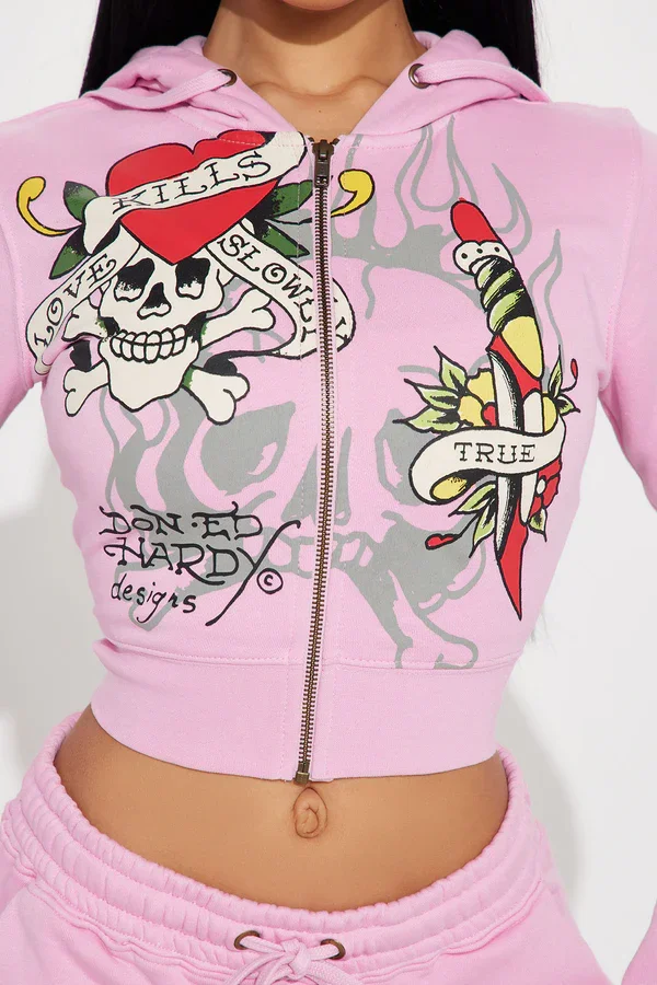 Ed Hardy Tiger Roar Zip-Up Hoodie | Men's Lightweight Gym Performance Jacket