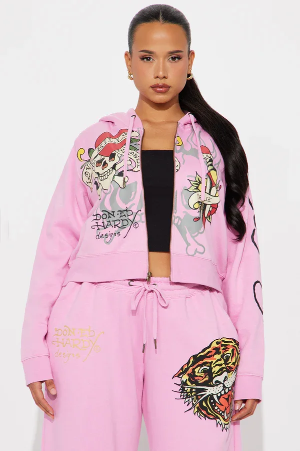 Ed Hardy Tiger Roar Zip-Up Hoodie | Men's Lightweight Gym Performance Jacket