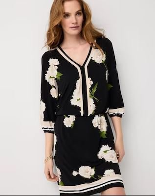 Buy WHBM Black Mini Dress | Sophisticated Neck Detail