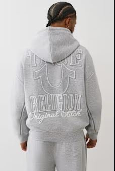 True Religion Horseshoe Applique Zip Hoodie | Men's Workout Training Jacket