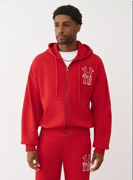 True Religion Horseshoe Applique Zip Hoodie | Men's Workout Training Jacket