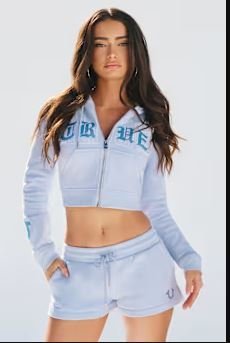 Crystal Embroidered Shrunken Zip Hoodie | Anxiety Relief Comfort Wear