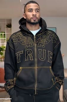 True Religion Rodeo Big T Boxy Zip Hoodie | Men's Outdoor Fitness Layer