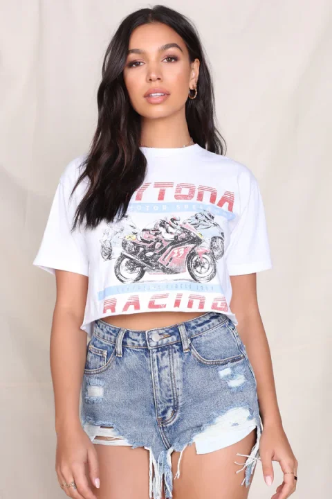 Buy Laila Motorcycle Graphic Tee - White/Combo Online