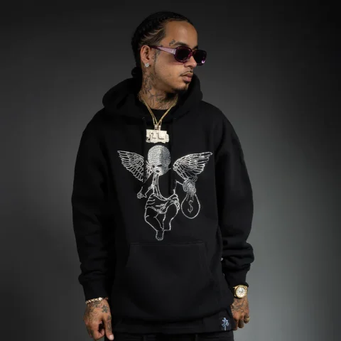 Rhinestone Ski Mask Angel Hoodie | Statement Heavyweight Streetwear