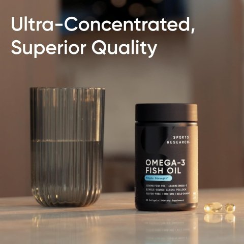 Sports Research Omega-3 Fish Oil 1250 | Triple Strength Sustainable EPA/DHA