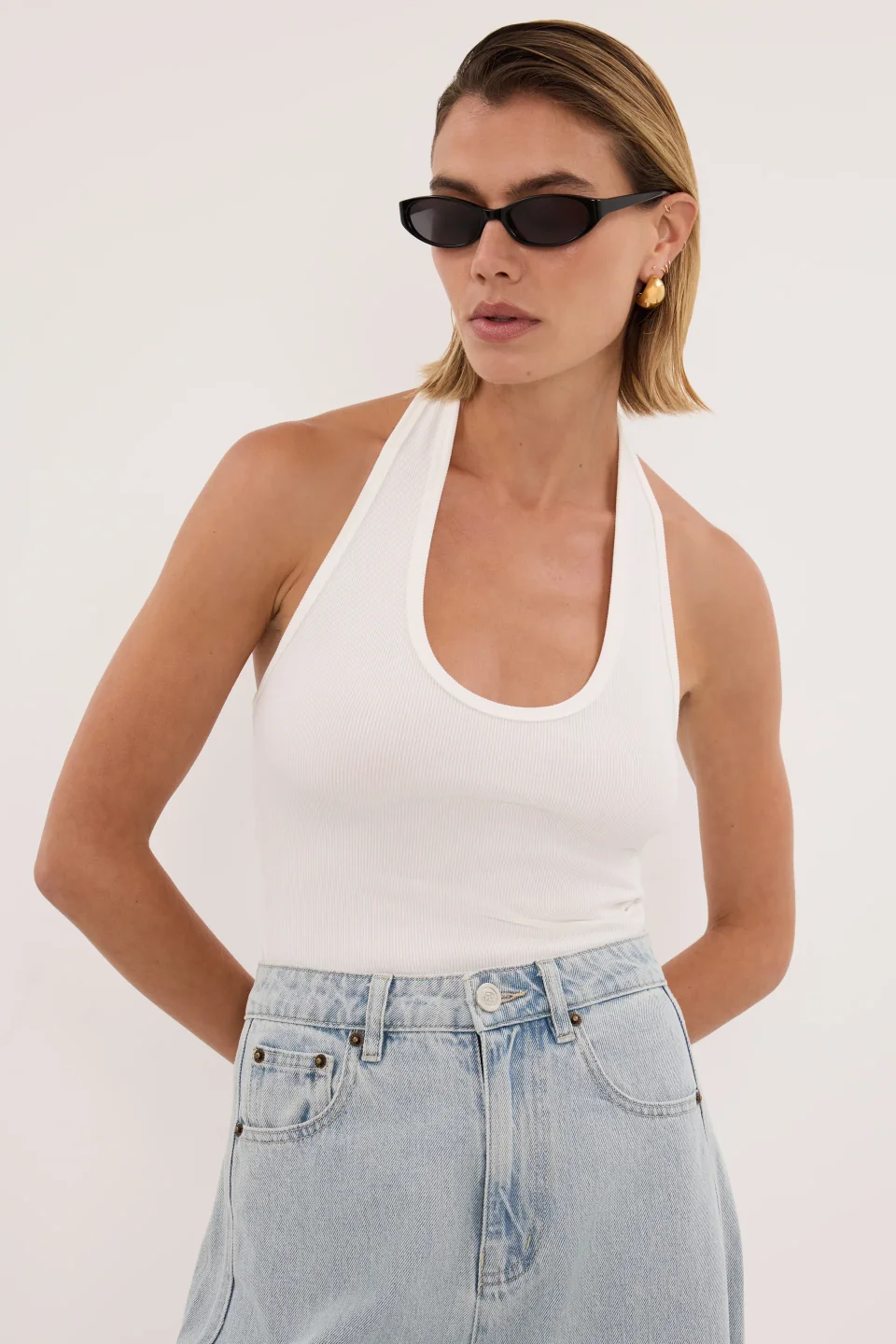 Buy Authentic Harlan Off White Knit Halter Top Essentials Online