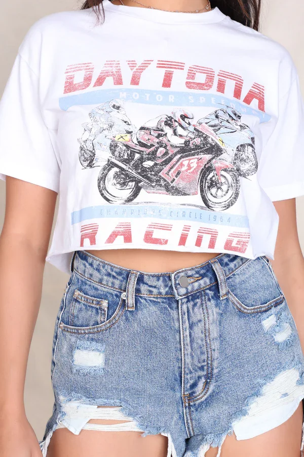 Buy Laila Motorcycle Graphic Tee - White/Combo Online