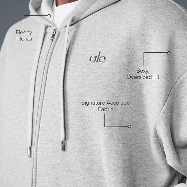 Accolade Full Zip Hoodie - Athletic Heather Grey | Alo Yoga Essential