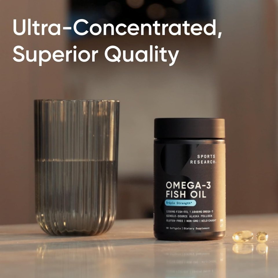 Sports Research Omega-3 Fish Oil 1250 | Triple Strength Sustainable EPA/DHA