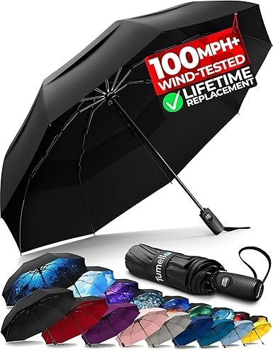 Tumella Windproof Travel Umbrella | 100MPH Tested Storm-Proof Gear