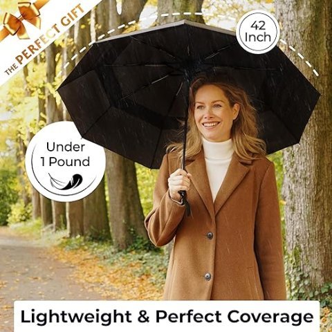 Tumella Windproof Travel Umbrella | 100MPH Tested Storm-Proof Gear